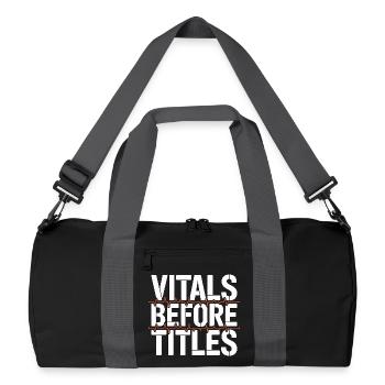 ICU Nurse Vitals Before Titles Intensive Care - Recycelte Duffel Bag - Schwarz/Graphitgrau - Vorne