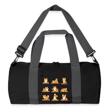 Shiba Inu Yoga Poses Funny Dog Sports - Recycled Duffel Bag - black/graphite grey - Front