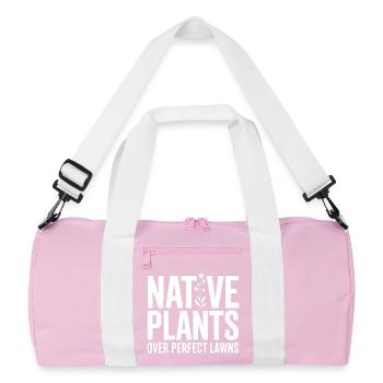 Native Plants Over Perfect Lawns - Recycelte Duffel Bag - Rosa/Weiß - Vorne