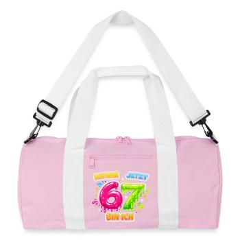 67 Six Seven Meme Gen Alpha Geschenk - Recycelte Duffel Bag - Rosa/Weiß - Vorne
