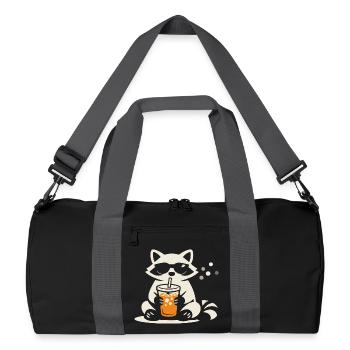 Raccoon Iced Coffee Funny Gift Summer - Recycled Duffel Bag - black/graphite grey - Front