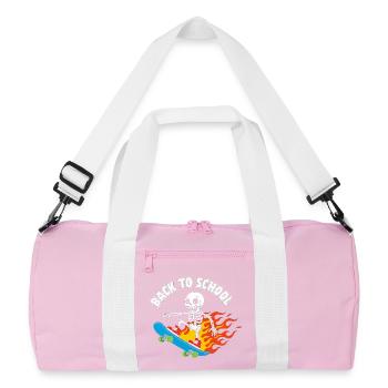 Back to School Skeleton Skate - Recycled Duffel Bag - pink/white - Front