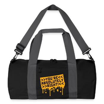 You're Absolutely Right Lustig Sarkastisch KI Logo - Recycelte Duffel Bag - Schwarz/Graphitgrau - Vorne