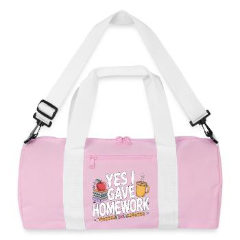 High School Teacher Yes I Gave Homework Education - Recycled Duffel Bag - pink/white - Front