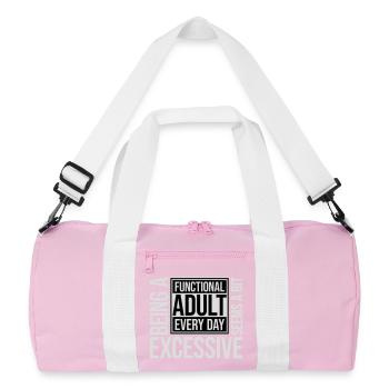 Being A Functional Adult Every Day Seems Excessive - Recycled Duffel Bag - pink/white - Front