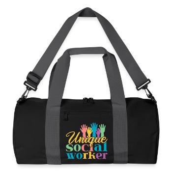 Social Worker Quote Unique Social Work - Recycelte Duffel Bag - Schwarz/Graphitgrau - Vorne
