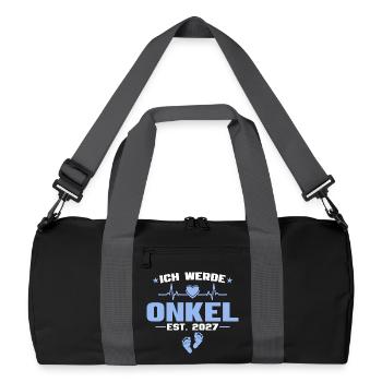 Ich werde Onkel 2027 - Baby Ankündigung Geschenk - Recycelte Duffel Bag - Schwarz/Graphitgrau - Vorne