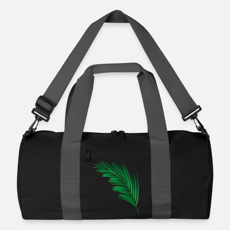 single green palm leaf Recycled Duffel Bag