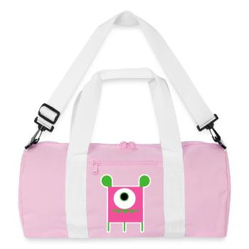 Pink Cyclops Monster | Funny Square Alien - Recycled Duffel Bag - pink/white - Front