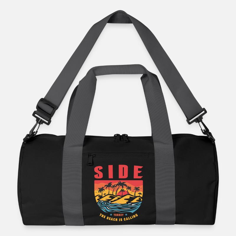 Side Türkei Palmen Deisgn - Recycelte Duffel Bag - Schwarz/Graphitgrau