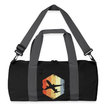 Vintage Jet Airplane - Recycled Duffel Bag - black/graphite grey - Front