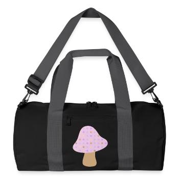 Mushroom Brown Dots Dots Pastel Woodland Nursery - Recycled Duffel Bag - black/graphite grey - Front