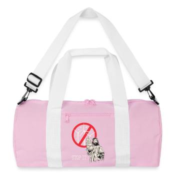 Jesus sagt Stopp zu Windkraft - Recycelte Duffel Bag - Rosa/Weiß - Vorne