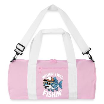 Poisson humoristique avec lunettes de soleil et casquette - Sac de sport recyclé - rose/blanc - Devant