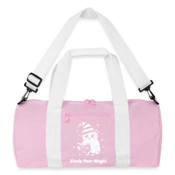Magic owl learns magic - Recycled Duffel Bag - pink/white - Front