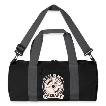Gym is my therapy – weight plate - Recycled Duffel Bag - black/graphite grey - Front