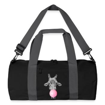 Chewing-gum girafe - Animal drôle moderne - Sac de sport recyclé - noir/gris graphite - Devant