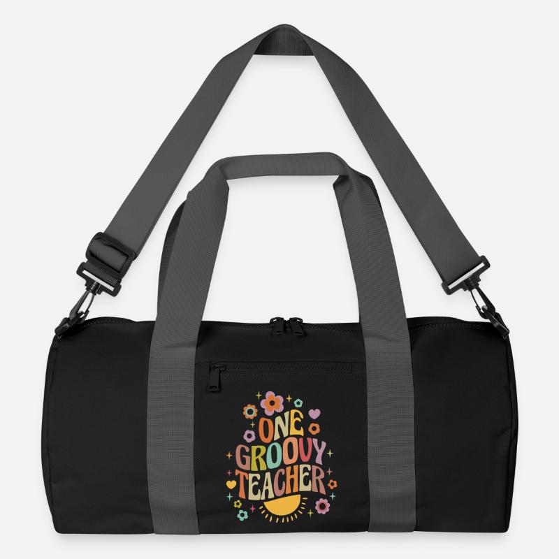 Groovy Lehrer mit Herz und Blumen - Recycelte Duffel Bag - Schwarz/Graphitgrau