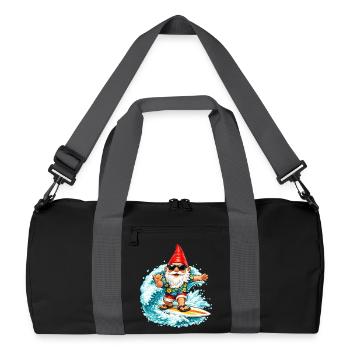 Surfender Gartenzwerg auf der Welle  - Recycelte Duffel Bag - Schwarz/Graphitgrau - Vorne