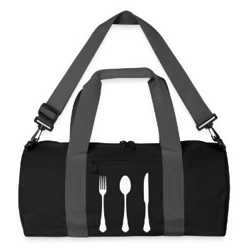 Cutlery Silhouette Design - Recycled Duffel Bag - black/graphite grey - Front