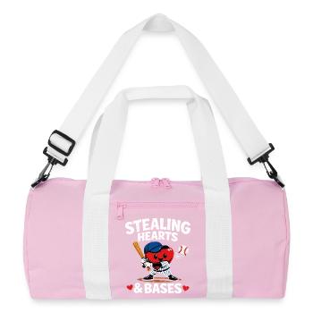 Stealing Hearts & Bases Baseball Herz Kinder Desig - Recycelte Duffel Bag - Rosa/Weiß - Vorne
