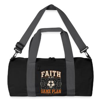Glaube Ist Mein Spielplan Christlicher Fußball - Recycelte Duffel Bag - Schwarz/Graphitgrau - Vorne
