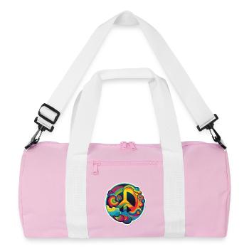 Psychedelisches Peace Zeichen - Recycelte Duffel Bag - Rosa/Weiß - Vorne