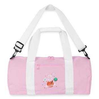 Astronaut on Orange Planet Space Adventure - Recycled Duffel Bag - pink/white - Front