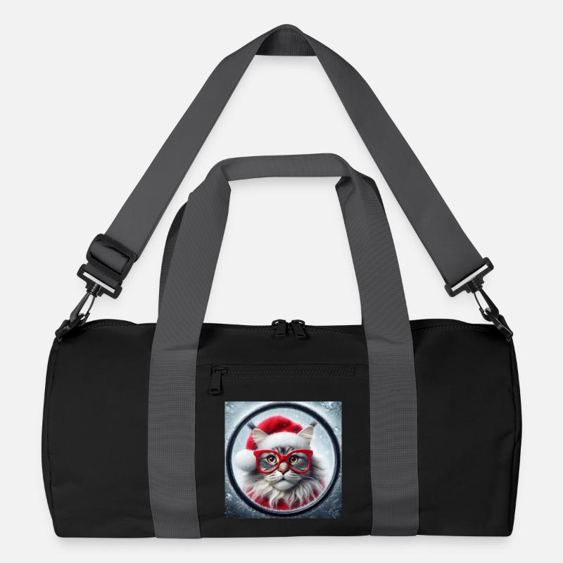 Maine Coon Cat as Santa Claus Recycled Duffel Bag
