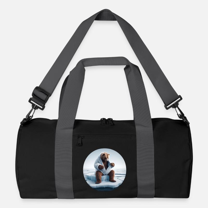 Bär im Schafspelz sitzt auf Scholle - Recycelte Duffel Bag - Schwarz/Graphitgrau