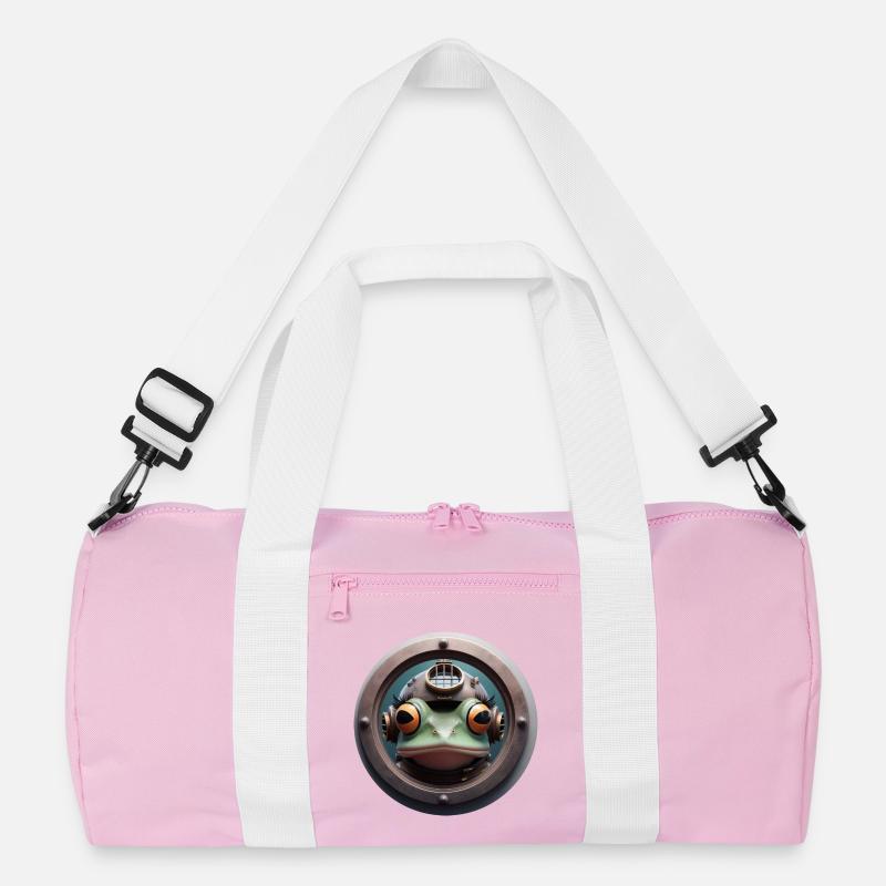 Frog with diving helmet looking through porthole Recycled Duffel Bag