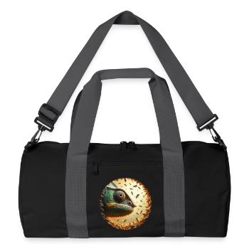 Chameleon mit Bienen Animation - Recycelte Duffel Bag - Schwarz/Graphitgrau - Vorne