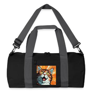 Expressive cat illustration in pop art style - Recycled Duffel Bag - black/graphite grey - Front