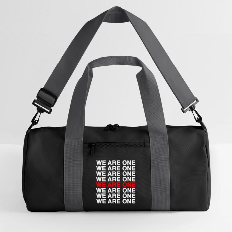 We Are One – Bold Typo Pattern Recycled Duffel Bag