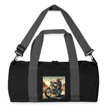 Cooler Affe auf einem Chopper - Recycelte Duffel Bag - Schwarz/Graphitgrau - Vorne