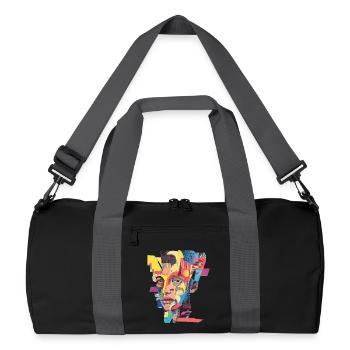Cubist Pop Portrait in Neon Palette - Recycled Duffel Bag - black/graphite grey - Front
