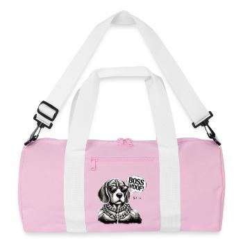 Bosswoof Gold Necklace Dog - Recycled Duffel Bag - pink/white - Front