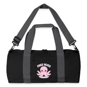Pieuvre mignonne « Câlins gratuits » - Sac de sport recyclé - noir/gris graphite - Devant