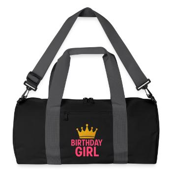 Birthday Girl Krone | Gold Pink Prinzessin Design - Recycelte Duffel Bag - Schwarz/Graphitgrau - Vorne