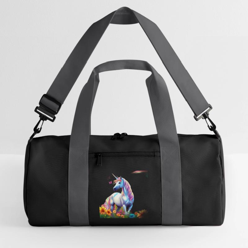 Licorne céleste dans le champ des fleurs avec Schmetterlin Sac de sport recyclé