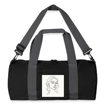 Die gezeichnete Lady - Recycelte Duffel Bag - Schwarz/Graphitgrau - Vorne
