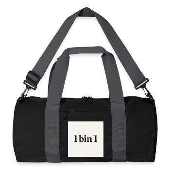 Humorvolles I Bin I Statement Design - Recycelte Duffel Bag - Schwarz/Graphitgrau - Vorne