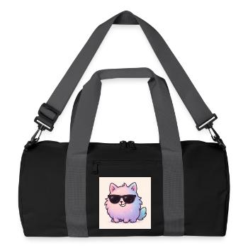 Cooler Bubbli mit Sonnenbrille und frechem Grinse - Recycelte Duffel Bag - Schwarz/Graphitgrau - Vorne