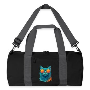 Coole Katze mit Sonnenbrille - Recycelte Duffel Bag - Schwarz/Graphitgrau - Vorne