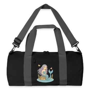Nordische Fantasie - Lila Meerjungfrau - Recycelte Duffel Bag - Schwarz/Graphitgrau - Vorne
