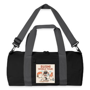 Sushi Reise Illustration - Recycelte Duffel Bag - Schwarz/Graphitgrau - Vorne