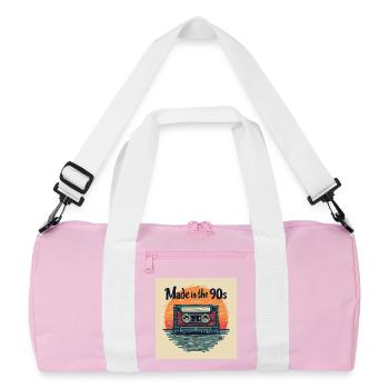 Conception audio rétro de la cassette - Sac de sport recyclé - rose/blanc - Devant
