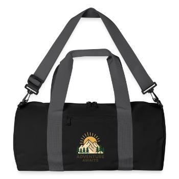 Adventure Nature Motif with Mountains and Sun - Recycled Duffel Bag - black/graphite grey - Front