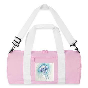 Medusa-Aquarell, Ozeanblau - Recycelte Duffel Bag - Rosa/Weiß - Vorne