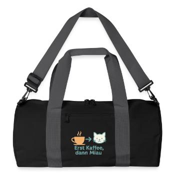 First coffee, then meow - Recycled Duffel Bag - black/graphite grey - Front
